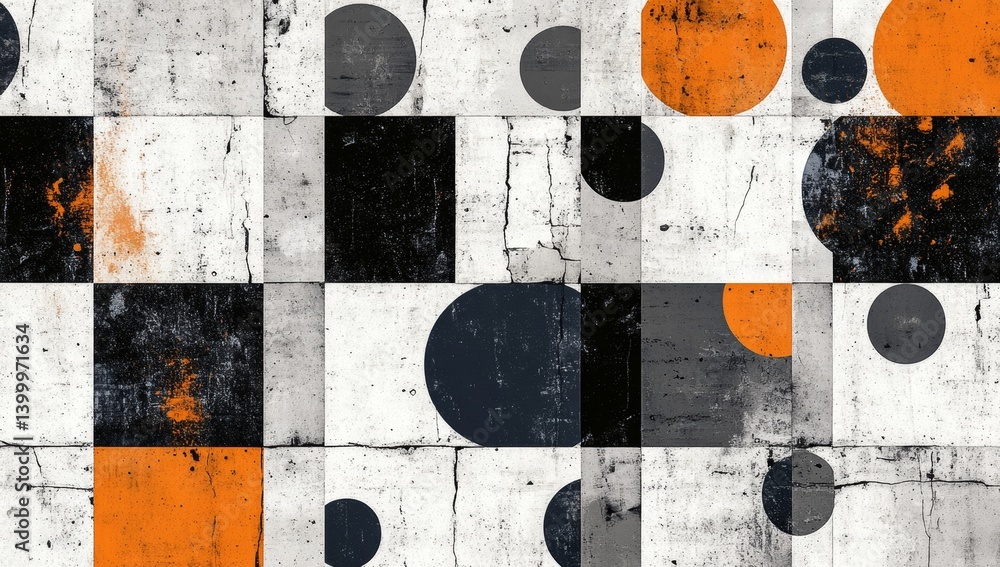 Poster geometric abstract pattern on a weathered surface