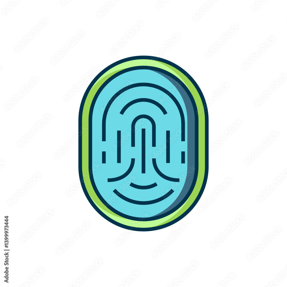 Poster filled outline fingerprint icon isolated on white background. id app icon. identification sign. touc