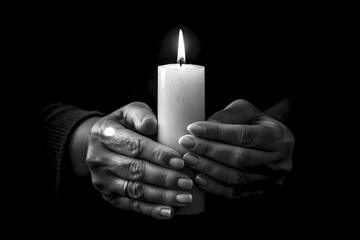 Hands holding a candle