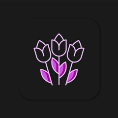 Filled outline Flower tulip icon isolated on black background. 8 March. International Happy Women Day. Flat filled outline style with shadow. Vector