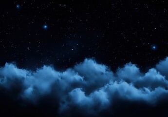 Obraz premium Majestic Blue Clouds Under a Starry Night Sky Creating a Dreamy Atmosphere