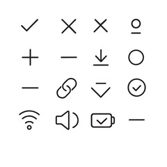 Elegant Icon Set: a collection of clean and stylish symbols, capturing the essence of digital communication and interface design, for creating compelling visual elements.