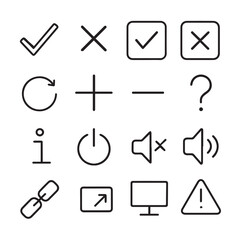 Simplified Icon Collection: A versatile ensemble of minimalist icons meticulously designed for seamless integration across various digital interfaces and applications.