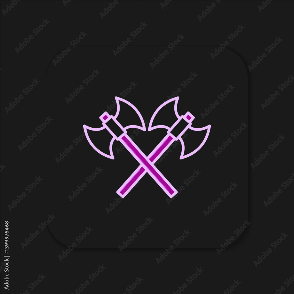 Poster filled outline crossed medieval axes icon isolated on black background. battle axe, executioner axe.