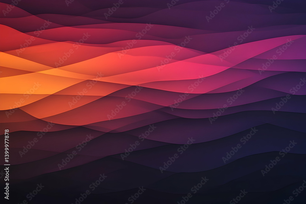 Poster abstract layered wavy design with vibrant color gradients.