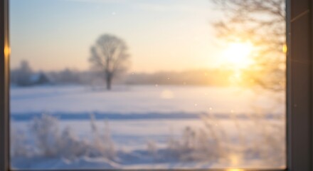 Winter's Golden Hour AI Generated