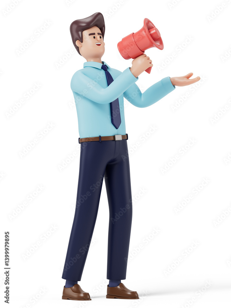 Poster a man uses a megaphone, symbolizing making an important announcement or rallying a call to action. 3