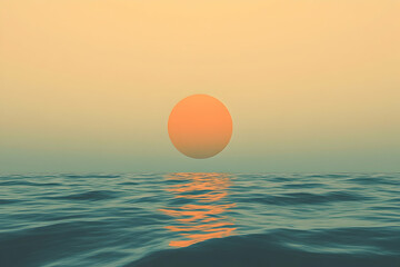 A serene sunset over a calm ocean.
