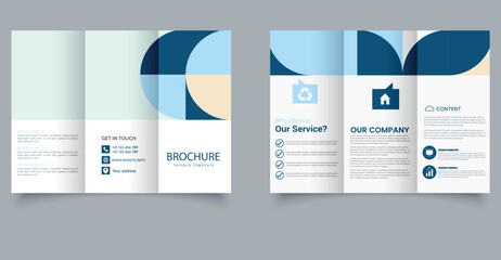 Minimalist Blue Trifold Brochure Template for Business or Corporate Use