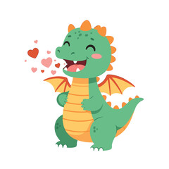 Sweet Dragon of Affection: A charming and cute dragon is bursting with affection, with a smiling expression as it exhales a stream of lovely hearts.