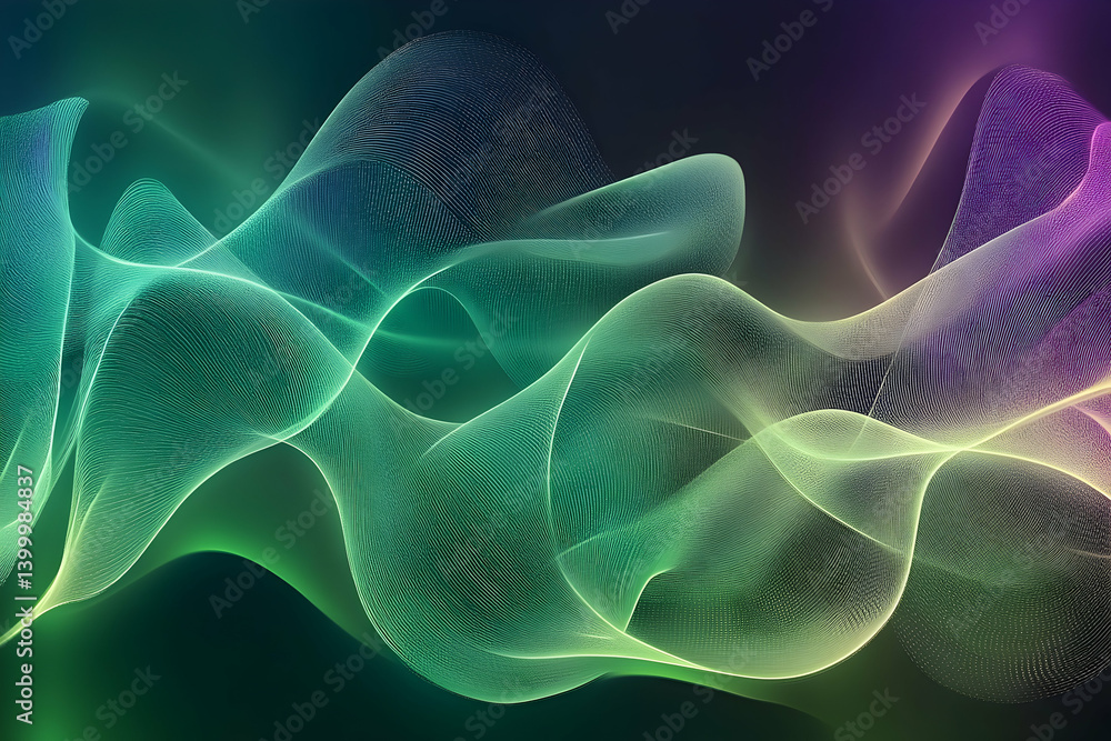 Poster abstract flowing lines of vibrant hues create a dynamic visual display.
