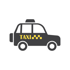 Taxi car service icon in flat style. Cab vector illustration on isolated background. Delivery company sign business concept.
