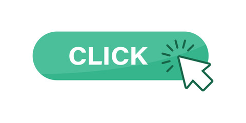 Click here banner icon in flat style. Ecommerce vector illustration on isolated background. Shopping button sign business concept.
