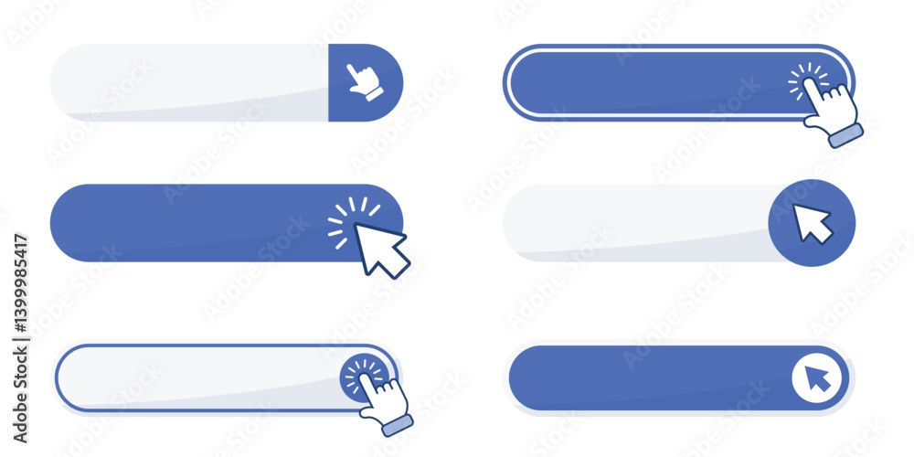 Poster click here empty banner icon set collection in flat style. ecommerce vector illustration on isolated