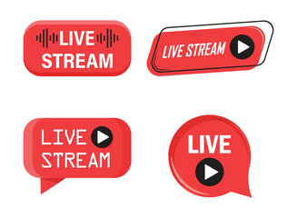 Live stream button icon in flat style. Webinar vector illustration on isolated background. Streaming sign business concept.