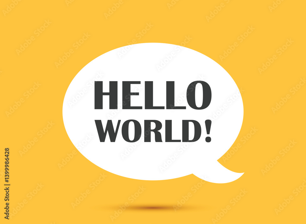 Poster hello world speech bubble icon in flat style. hi message vector illustration on isolated background.