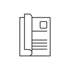 Brochure flyer stroke line icon in flat style. Booklet vector illustration on isolated background. Poster sign business concept.