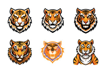 Animal mascot icon set, Wild animal head logo silhouette collection vector illustration