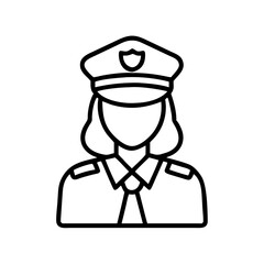 Woman police officer icon vector illustration of female law enforcement officer outline symbol design