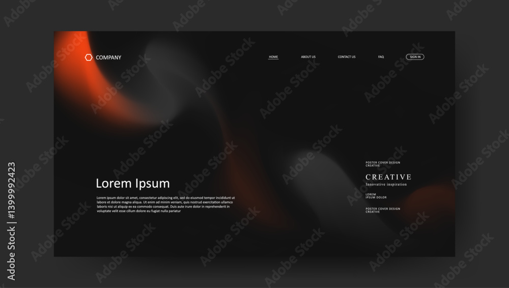 Poster abstract wave futuristic design of landing page. retro fluid gradient website design