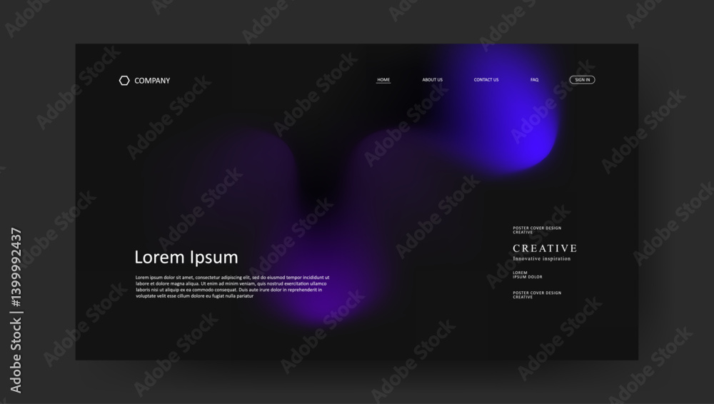 Poster abstract wave futuristic design of landing page. retro fluid gradient website design