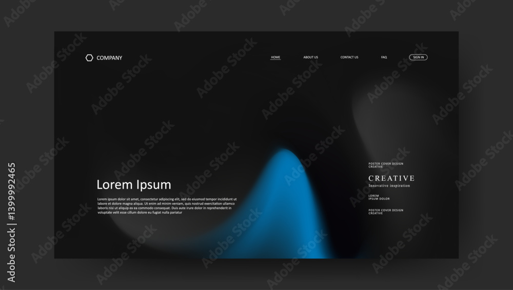 Poster abstract wave futuristic design of landing page. retro fluid gradient website design
