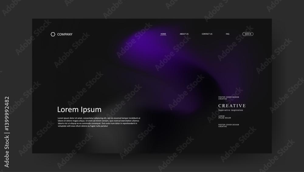 Poster abstract wave futuristic design of landing page. retro fluid gradient website design