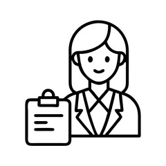 Female doctor with clipboard vector illustration for medical professional design and healthcare
