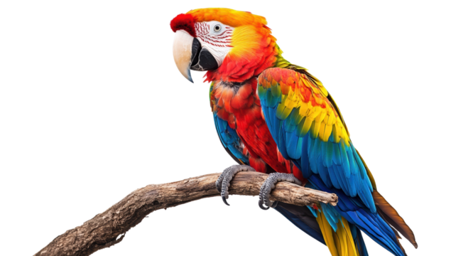Colorful macaw parrot perched on branch tropical habitat wildlife photography