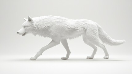 Fototapeta premium White Wolf Walking in Studio