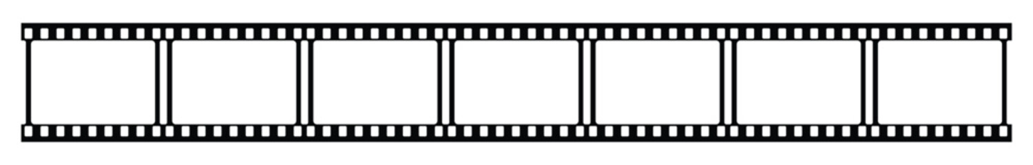film strips collection. Old retro cinema movie strip. Video recording. Vector illustration.