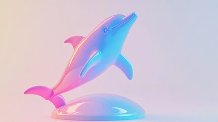 Fototapeta premium Pastel Dolphin Leaping on a Platform