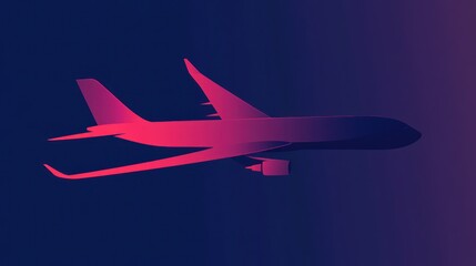 Flying Airplane Silhouette in Night Sky