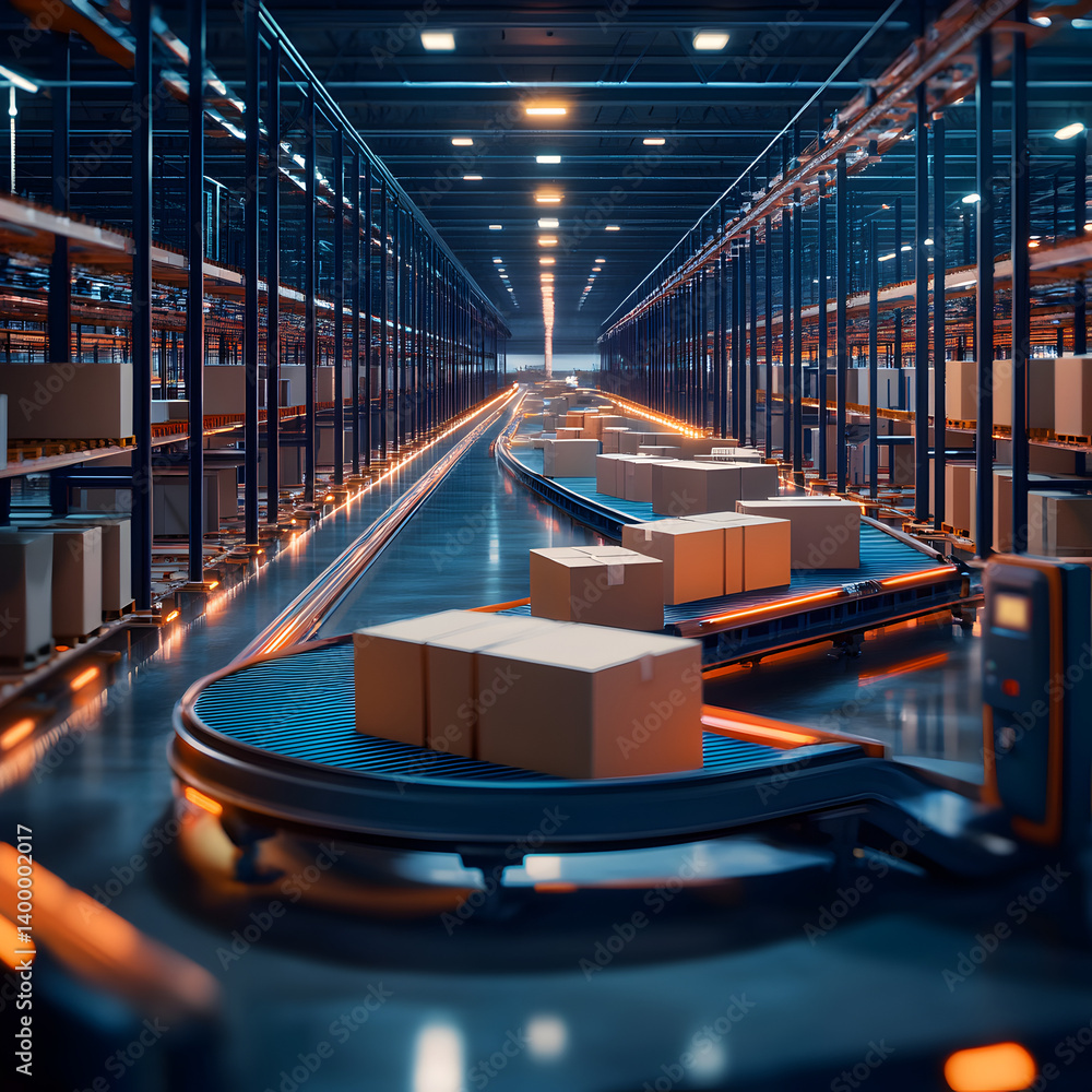 Poster enhancing business automation hardware efficiency in warehousing industrial environment image of adv