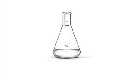 Sketch of Erlenmeyer flask with liquid, lab setting
