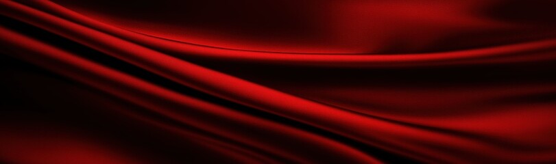 Sleek Red Satin Fabric Flowing Elegantly with Soft Lighting and Rich Texture