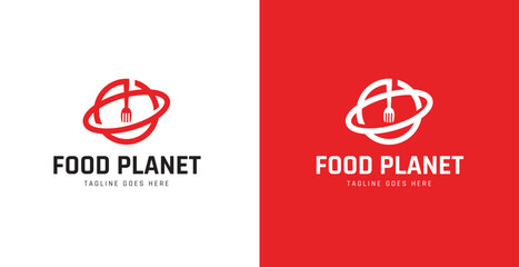 food planet logo design template, restaurant logo template
