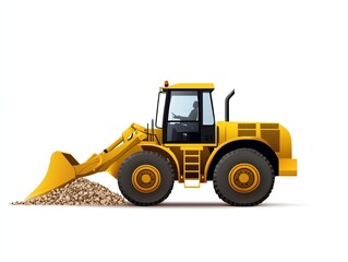 Fototapeta premium a frontend loader clipart, construction equipment, flat vector style, yellow tones, isolated on white background