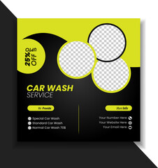 Car washing service creative social media banner design	