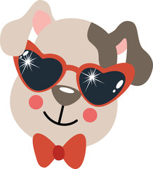 Valentines Puppy with Heart-Shaped Glasses