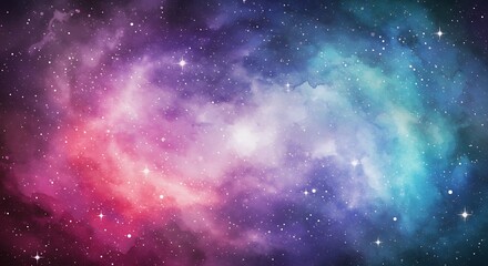 Fototapeta premium Cosmic Dreamscape: A Whirlwind of Pink, Teal, and Purple Nebulae AI Generated