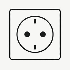 Electrical Outlet Icon in Minimalist Style with Neutral Background  