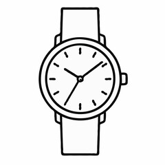 Simple line drawing of a wristwatch with a white strap  