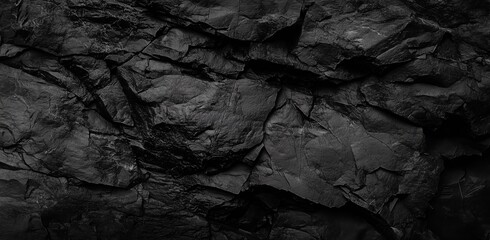 Fototapeta premium Textured Black Slate Rock Surface with Intricate Patterns and Depth
