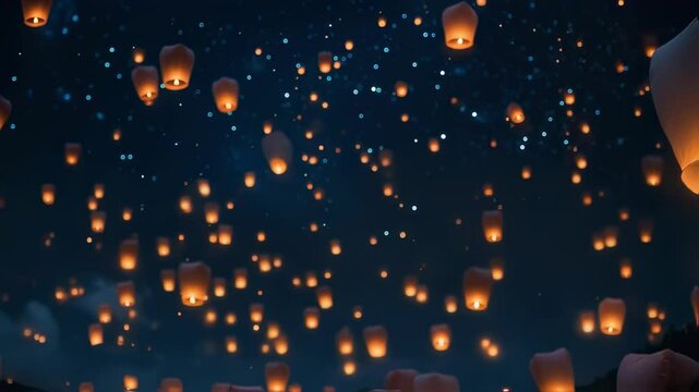 Sky lanterns floating up
