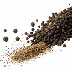black pepper on white background