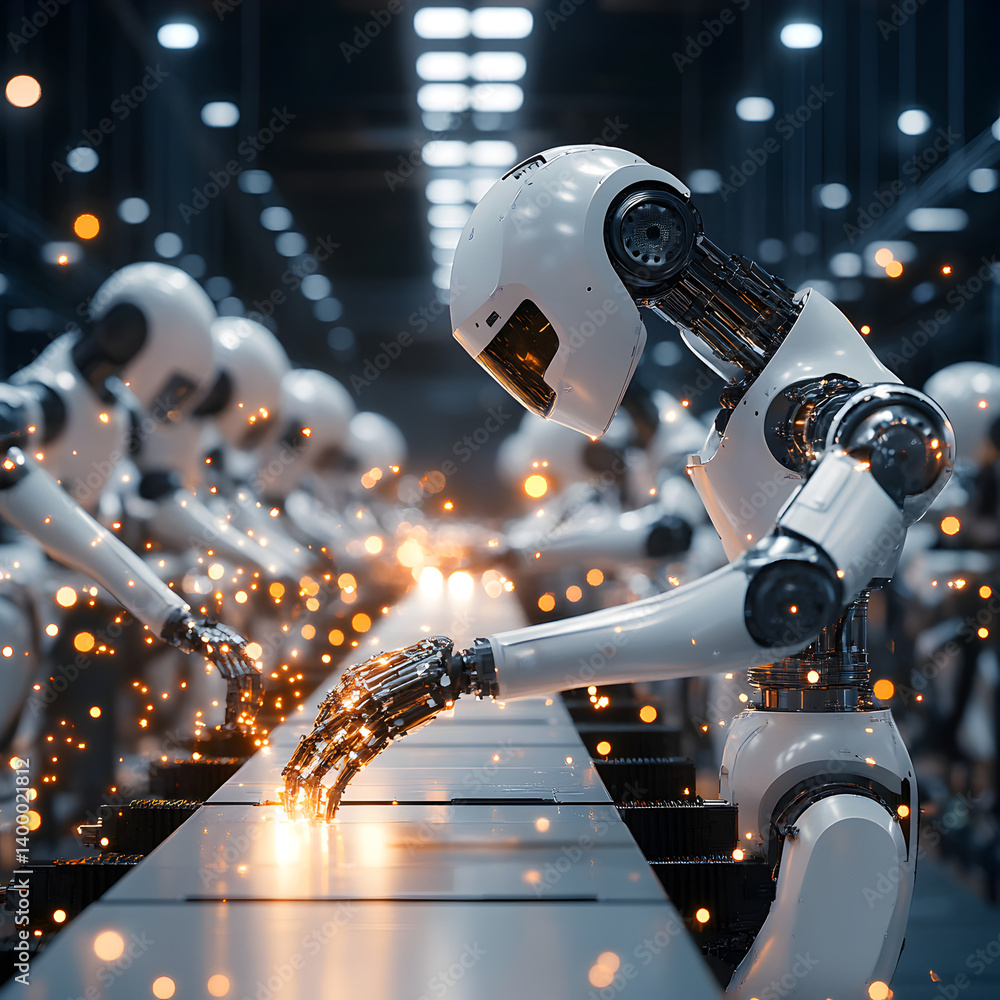 Poster automating business devices industrial facility image high-tech environment close-up view progress i