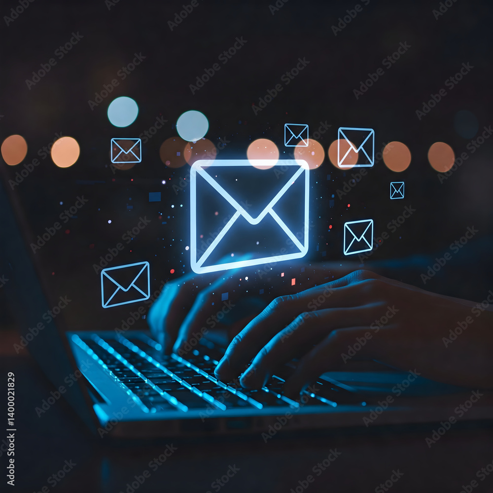 Poster digital messaging: the image showcases a person engrossed in sending or receiving messages on their 