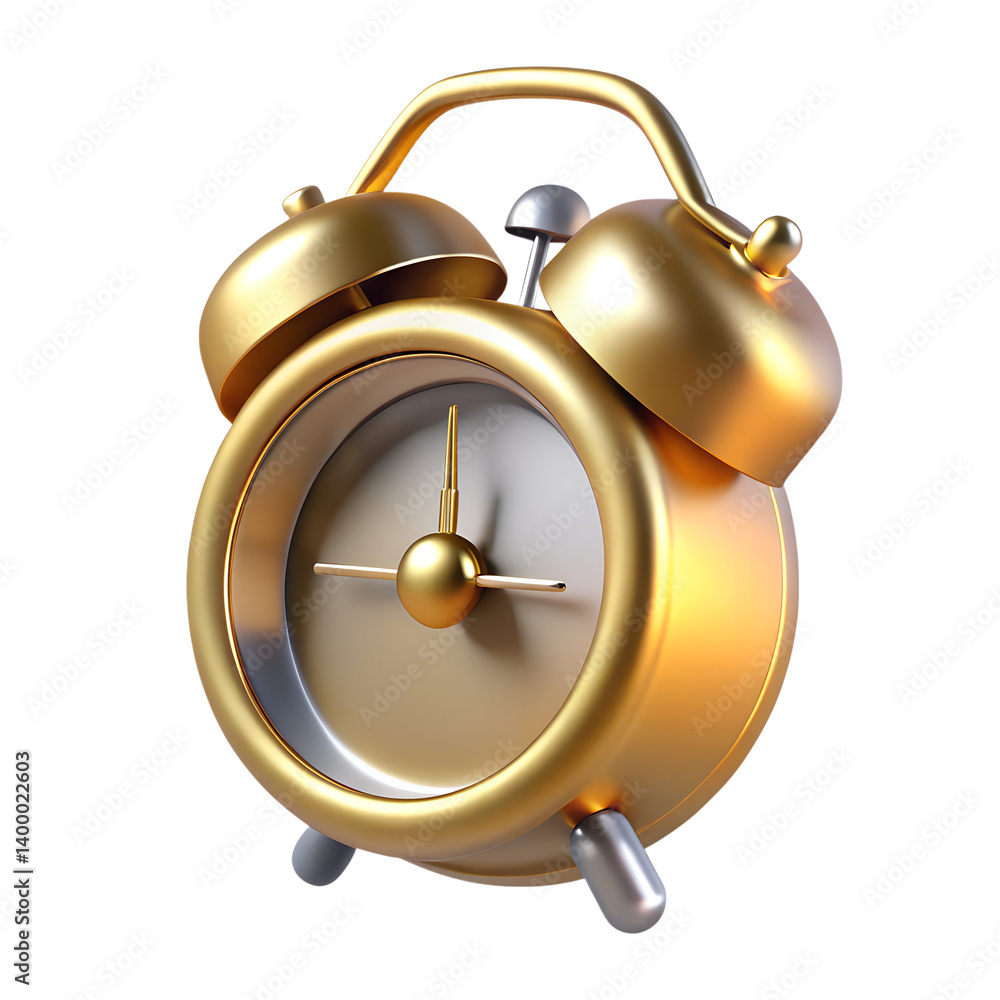 Aufkleber 3d white alarm clock render - minimalist time object