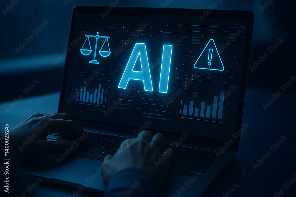 Poster ai and legal tech: a close-up view of a laptop screen displaying 